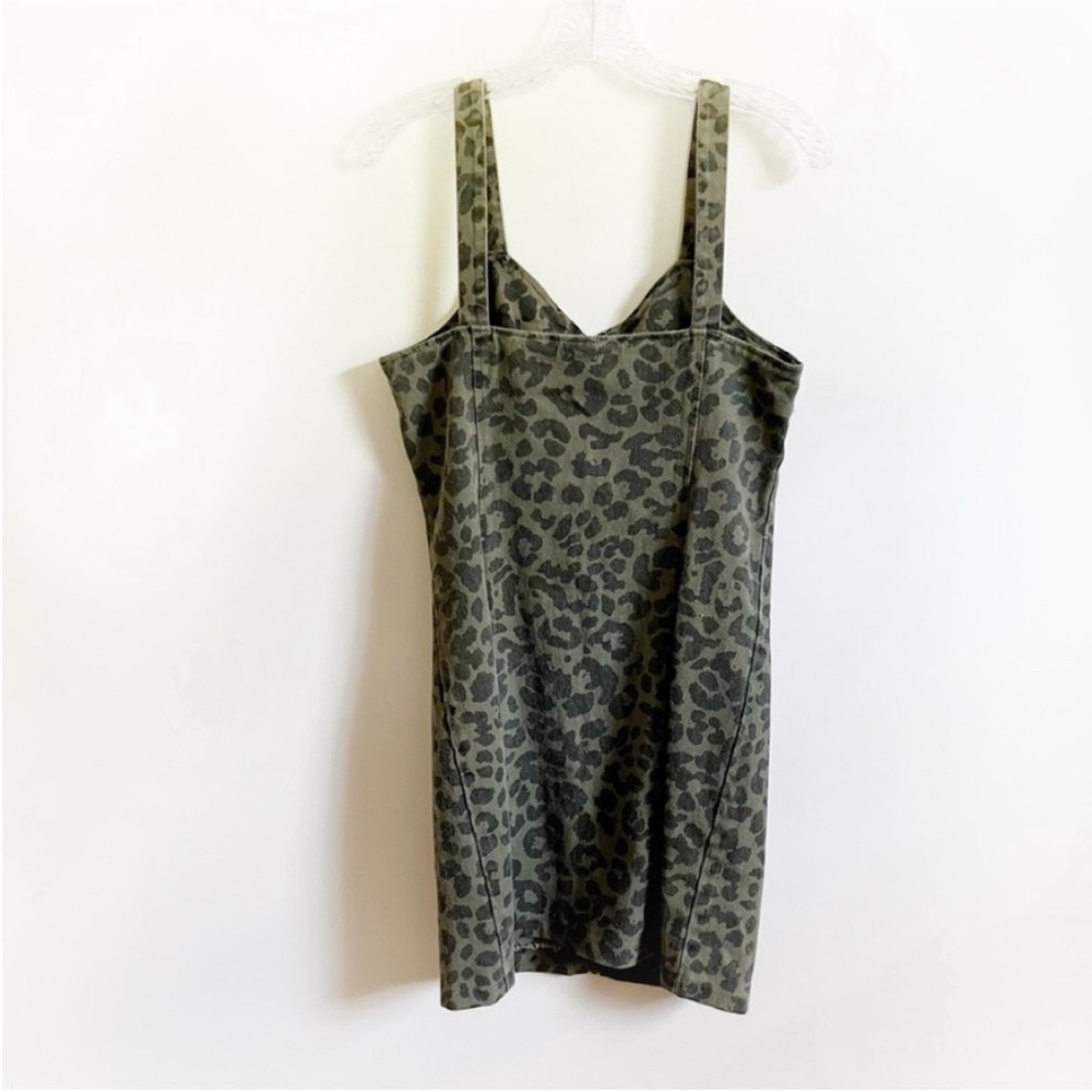 She + Sky jumper olive green brown cheetah print denim sleeveless zip up - Picture 7 of 7